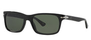 Persol PO 3048S 95/31 Rectangle Plastic Black Sunglasses with Crystal Green Lens