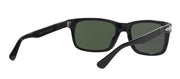 Persol PO 3048S 95/31 Rectangle Plastic Black Sunglasses with Crystal Green Lens