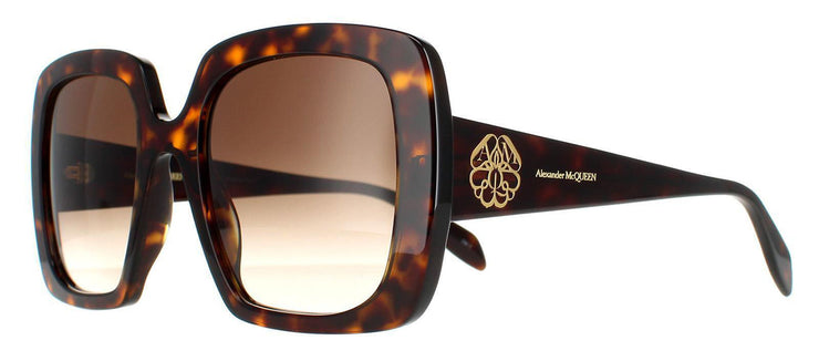Alexander McQueen AM 0378S 002 Square Plastic Havana Sunglasses with Brown Gradient Lens