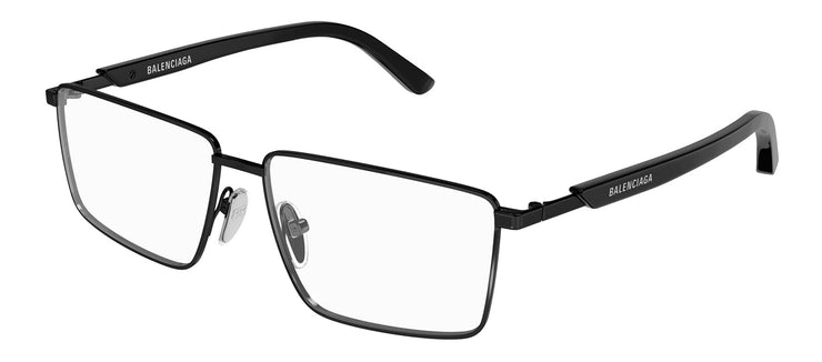 Balenciaga EVERYDAY BB 0247O 003 Rectangle Metal Grey Eyeglasses with Logo Stamped Demo Lenses