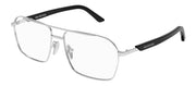 Balenciaga EVERYDAY BB 0248O 001 Aviator Metal Silver Eyeglasses with Logo Stamped Demo Lenses