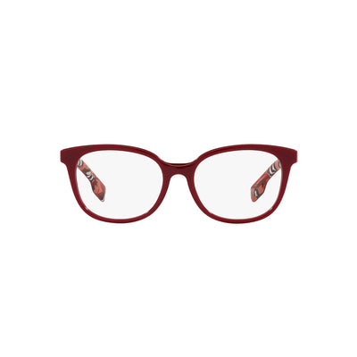 Burberry BE 2291 3742 Square Plastic Bordeaux Eyeglasses with Logo Stamped Demo Lenses