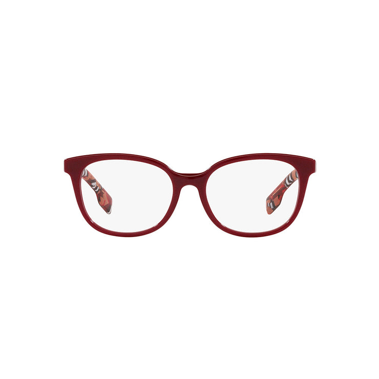 Burberry BE 2291 3742 Square Plastic Bordeaux Eyeglasses with Logo Stamped Demo Lenses