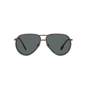 Burberry BE 3135 114481 Pilot Metal Ruthenium Sunglasses with Dark Grey Polarized Lens