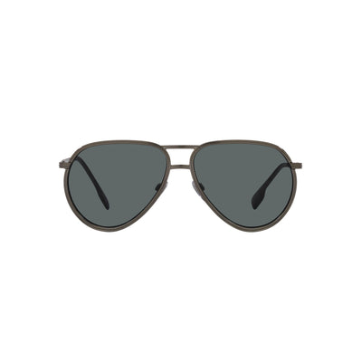 Burberry BE 3135 114481 Pilot Metal Ruthenium Sunglasses with Dark Grey Polarized Lens