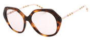 Burberry BE 4375 4019/5 Geometric Plastic Light Havana Sunglasses with Pink Lens