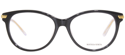 Bottega Veneta BV 1039O 001 Cat-Eye Plastic Black Eyeglasses with Logo Stamped Demo Lenses