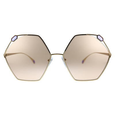 Bvlgari BV 6160 2014/3 Geometric Metal Gold Sunglasses with Brown Lens