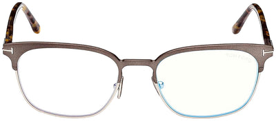 Tom Ford FT 5799-B/V 009 Oval Metal Gunmetal Eyeglasses with Clear Blue Block Coating Lens