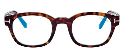 Tom Ford FT 5808-B/V 052 Square Plastic Havana Eyeglasses with Logo Stamped Demo Lenses