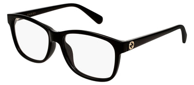 Gucci GG 0374OA 001 Rectangle Plastic Black Eyeglasses with Logo Stamped Demo Lenses
