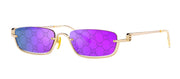 Gucci GG 1278S 005 Semi-Rimless Metal Gold Sunglasses with Purple Lens