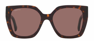 Gucci WEB GG 1300S 002 Square Plastic Havana Sunglasses with Brown Lens