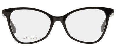 Gucci GUCCI LOGO GG 1360O 001 Cat-Eye Plastic Black Eyeglasses with Logo Stamped Demo Lenses