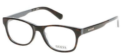 Guess GU 1858 052 Geometric Plastic Grey Eyeglasses with Logo Stamped Demo Lenses