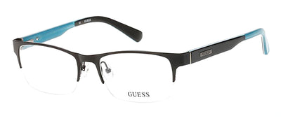 Guess GU 1859 005 Geometric Metal Black Eyeglasses with Logo Stamped Demo Lenses