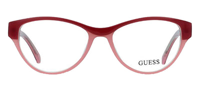Guess GU 2322 BU Cat-Eye Plastic Pink Eyeglasses with Logo Stamped Demo Lenses