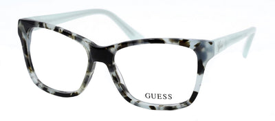 Guess GU 2428A D77 Cat-Eye Plastic Blue Eyeglasses with Logo Stamped Demo Lenses
