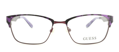 Guess GU 2471 O24 Square Metal Purple Eyeglasses with Logo Stamped Demo Lenses
