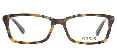 Guess GU 2473 S30 Square Plastic Yellow Eyeglasses with Logo Stamped Demo Lenses