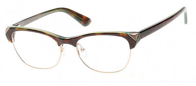 Guess GU 2493 056 Cat-Eye Plastic Orange Eyeglasses with Logo Stamped Demo Lenses