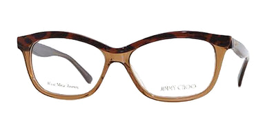 Jimmy Choo JC 69 XB6 Square Plastic Brown Eyeglasses with Logo Stamped Demo Lenses