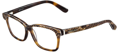 Jimmy Choo JC 98 6UK Square Plastic Brown Eyeglasses with Logo Stamped Demo Lenses