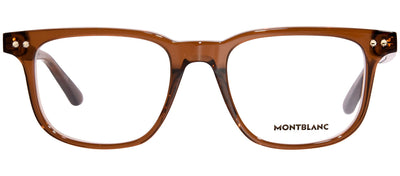 MontBlanc MILLENNIALS MB 0256O 006 Rectangle Plastic Brown Eyeglasses with Logo Stamped Demo Lenses