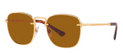 Persol PO 2490S 114233 Square Metal Gold Sunglasses with Brown Lens