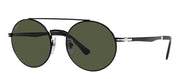 Persol PO 2496S 113831 Round Metal Black Sunglasses with Green Lens