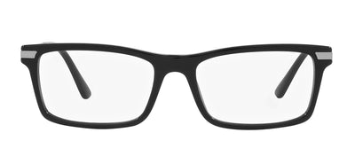 Prada PR 03YV 1AB1O1 Rectangle Plastic Black Eyeglasses with Logo Stamped Demo Lenses
