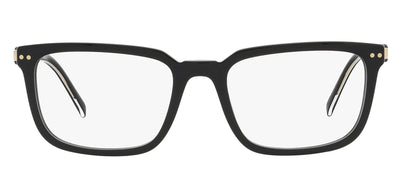 Prada PR 13YV AAV1O1 Rectangle Plastic Black Eyeglasses with Logo Stamped Demo Lenses