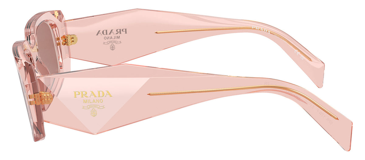 Prada PR 17WSF 19Q10D Transparent Peach Plastic Rectangle Sunglasses Brown Lens Prada PR 17WSF Pink 19Q10D Sunglasses for Women main image 2
