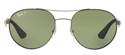 Ray-Ban RB 3536 029/9A Round Metal Black Sunglasses with Green Polarized Lens