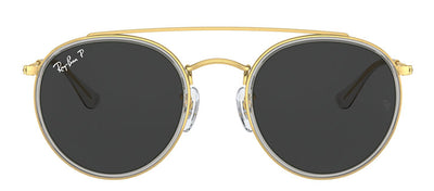 Ray-Ban RB 3647N 921048 Round Metal Gold Sunglasses with Black Lens