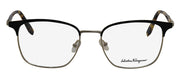 Salvatore Ferragamo SF 2170 017 Rectangle Metal Black Shiny Gold Eyeglasses with Logo Stamped Demo Lenses