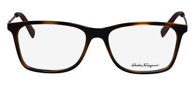 Salvatore Ferragamo SF 2876 068 Rectangle Plastic Tortoise Matte Eyeglasses with Logo Stamped Demo Lenses