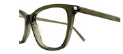 Saint Laurent CLASSIC SL 259O 013 Cat-Eye Plastic Green Eyeglasses with Logo Stamped Demo Lenses