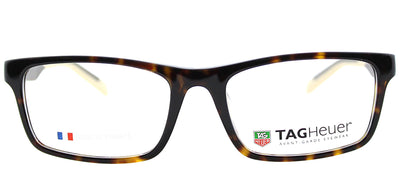 TAG Heuer TAG 555 003 Rectangle Plastic Havana Eyeglasses with Logo Stamped Demo Lenses