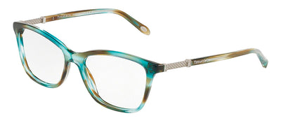 Tiffany & Co. TF 2116B 8124 Square Plastic Green Eyeglasses with Logo Stamped Demo Lenses