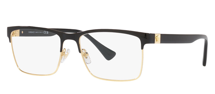 Versace DAILY HERITAGE VE 1285 1443 Rectangle Metal Black Eyeglasses with Logo Stamped Demo Lenses
