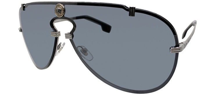 Versace VE 2243 10016G Shield Metal Gunmetal Sunglasses with Grey Mirror Lens