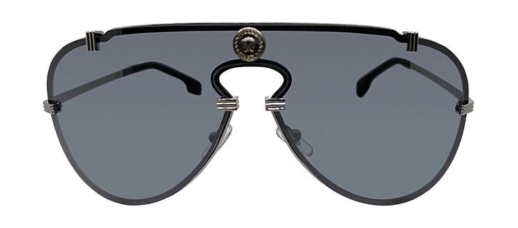 Versace VE 2243 10016G Shield Metal Gunmetal Sunglasses with Grey Mirror Lens