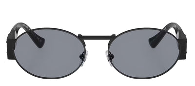 Versace ICONIC VE 2264 1261/1 Oval Metal Black Sunglasses with Grey Lens