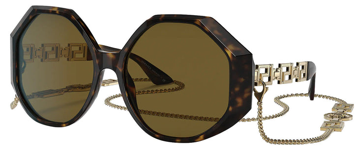 Versace VE 4395 534673 Square Plastic Havana Sunglasses with Brown Lens
