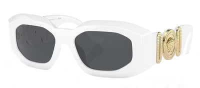 Versace VE 4425U 314/87 Irregular Plastic White Sunglasses with Dark Grey Solid Color Lens