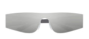 Balenciaga BB 0041S 002 Shield Acetate Silver Sunglasses with Silver Mirror Lens