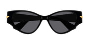 Bottega Veneta BV 1002S 001 Cat-Eye Acetate Black Sunglasses with Grey Lens