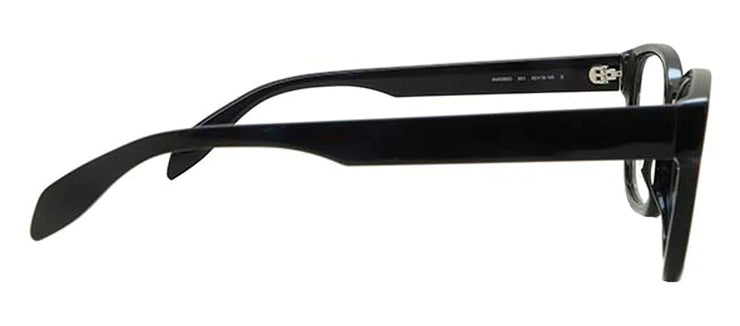 Alexander McQueen AM 0350O 001 Square Plastic Black Eyeglasses with Logo Stamped Demo Lenses