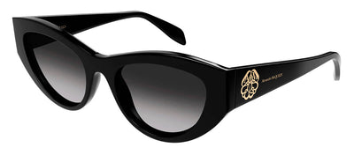 Alexander McQueen AM 0377S 001 Cat-Eye Plastic Black Sunglasses with Grey Gradient Lens
